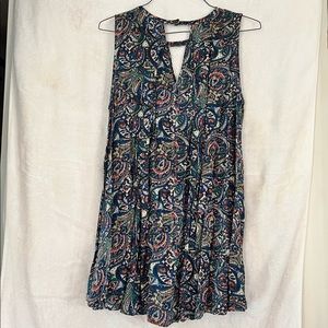 Blue Paisley Keyhole Dress